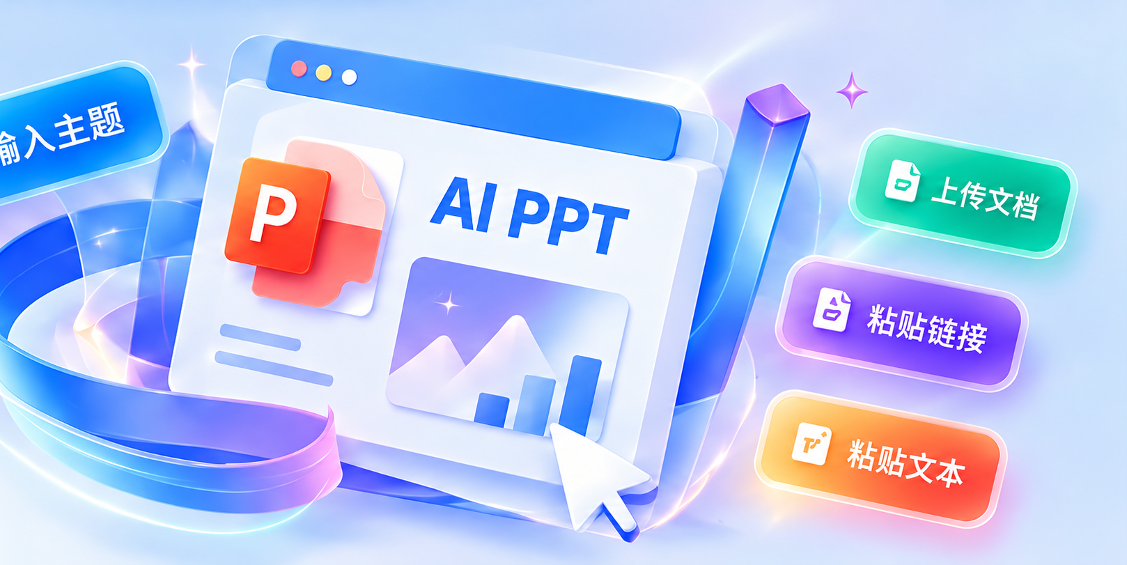 AI PPT 演示文稿与主题、文档、链接和文本四种输入方式